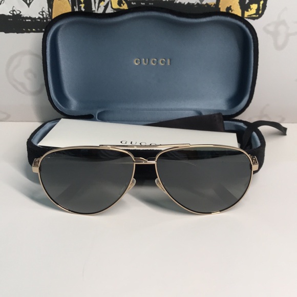 ✨ Brand New Gucci GG0137S 002 Aviator Sunglasses – Gold Frame with Grey Lenses ✨ - Picture 13 of 13